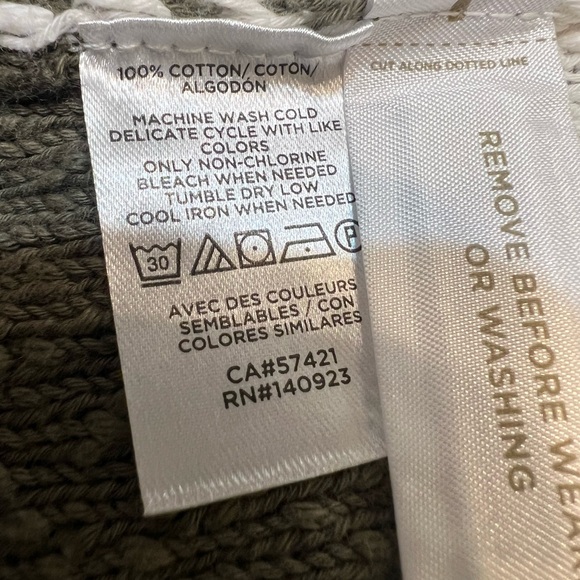 LOFT Green Cream Striped Cardigan V Neck Button Front Large NWT - Picture 7 of 7